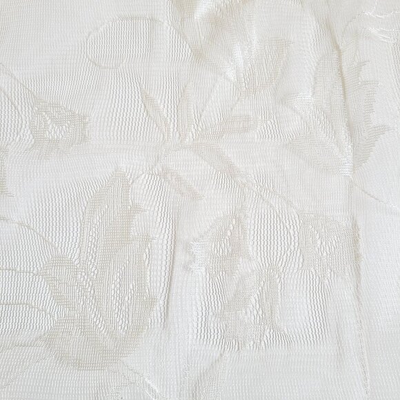 Window Panel w/ Attached Valance Ivory Floral Lace Set of 3 Panels Polyester - Picture 3 of 12